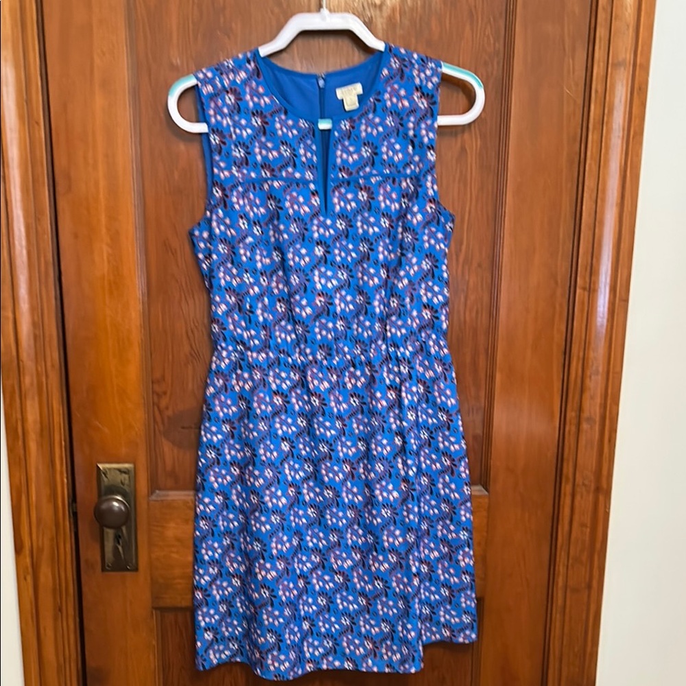 J. Crew Vibrant Blue Floral Mini Dress